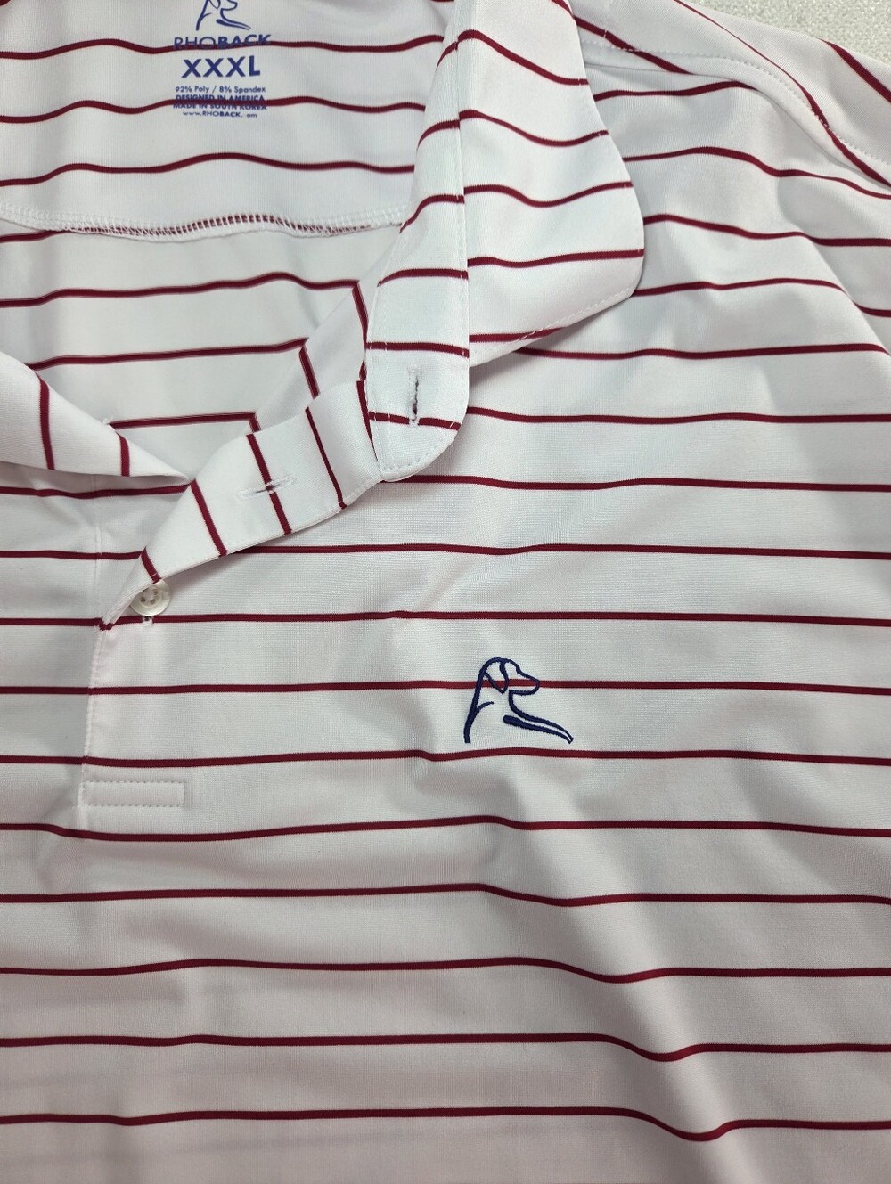 Rhoback Land of the Free Striped Performance Polo Men’s XXXL White Red USA Flag - Picture 3 of 7
